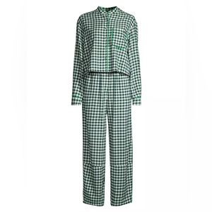 Lunya Gingham Cotton-Blend Brushed Flannel Pajamas S